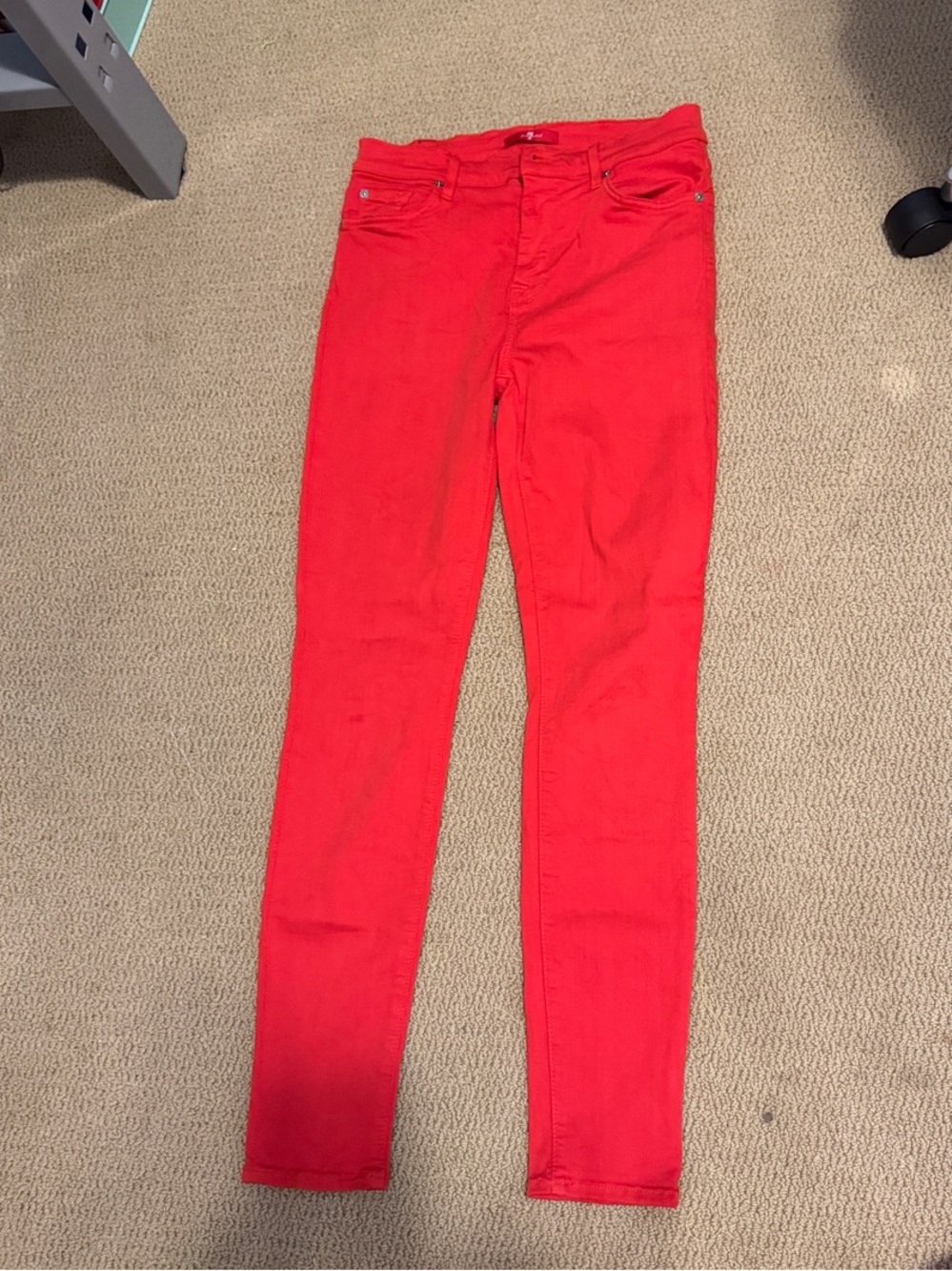 7 For All Mankind Red Skinny Jeans - 28